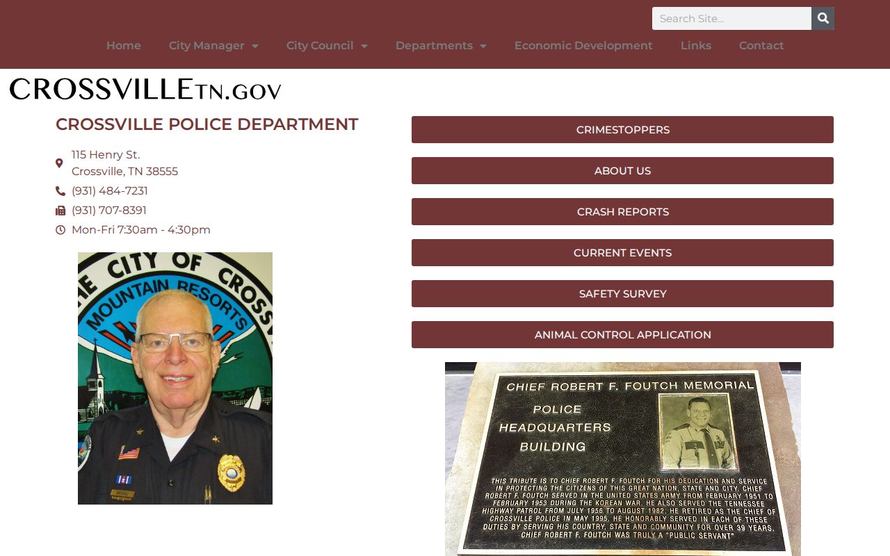Crossville police and city directory for recent arrest records