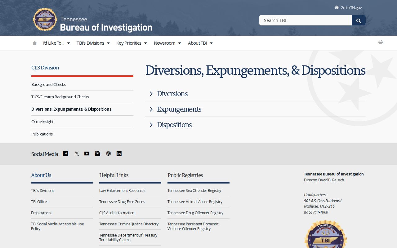 Tennessee expungement guidance affecting Cumberland County arrest records